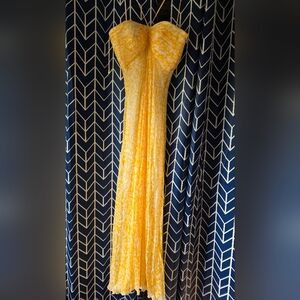 Strapless Yellow Floral Maxi Dress